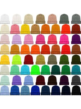 60 Pack Colorful Winter Beanie Hats - Unisex Warm Knit Skull Caps for Adults